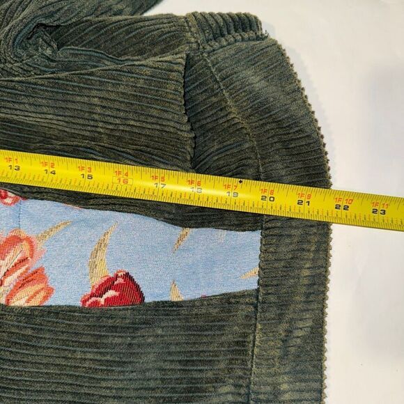 POL Corduroy Floral Patchwork Jacket | Large | Green Button Front - Picture 10 of 10